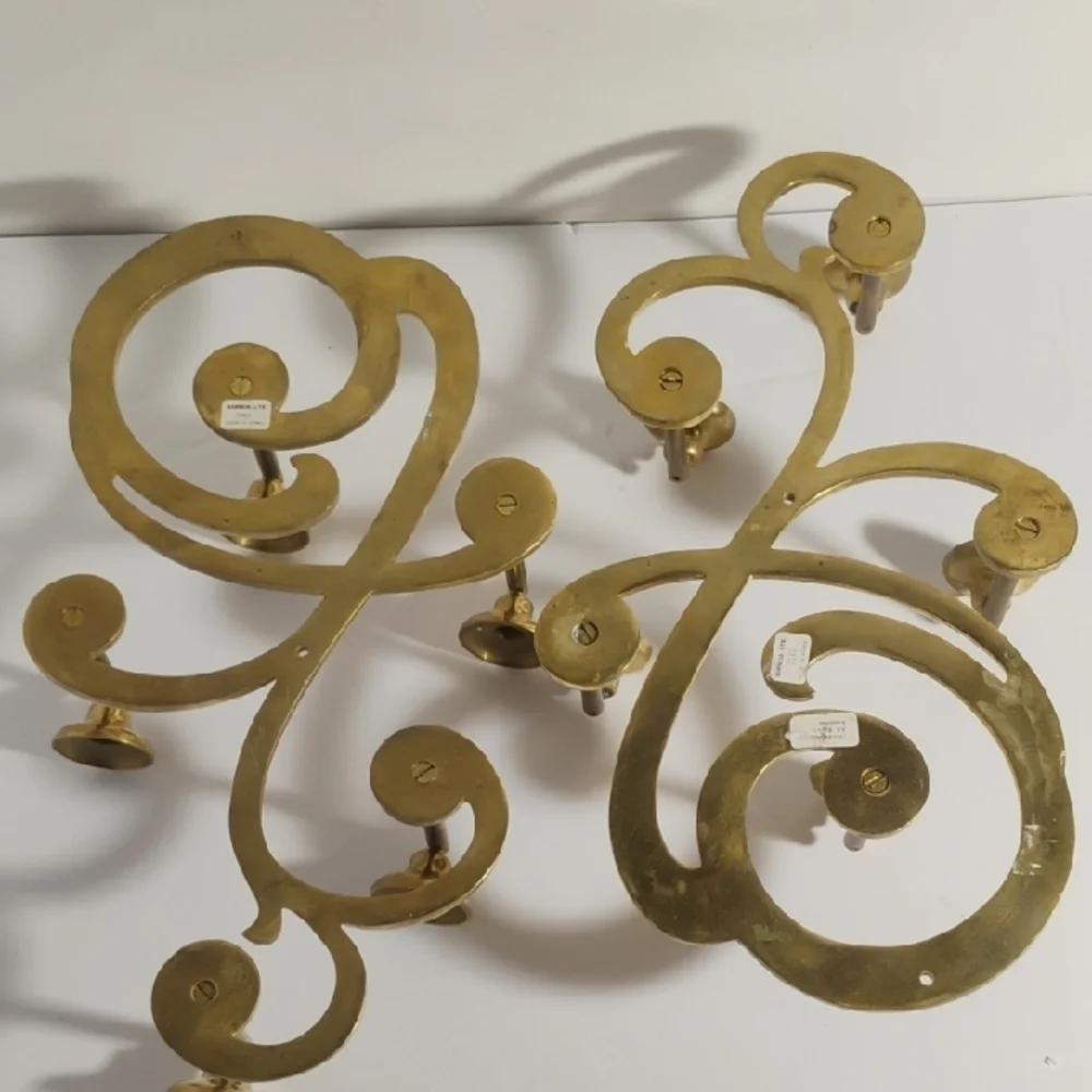 Vintage 1983 Sarheid LTD Brass Wall Hanging Candle Holders Scones Made In Korea